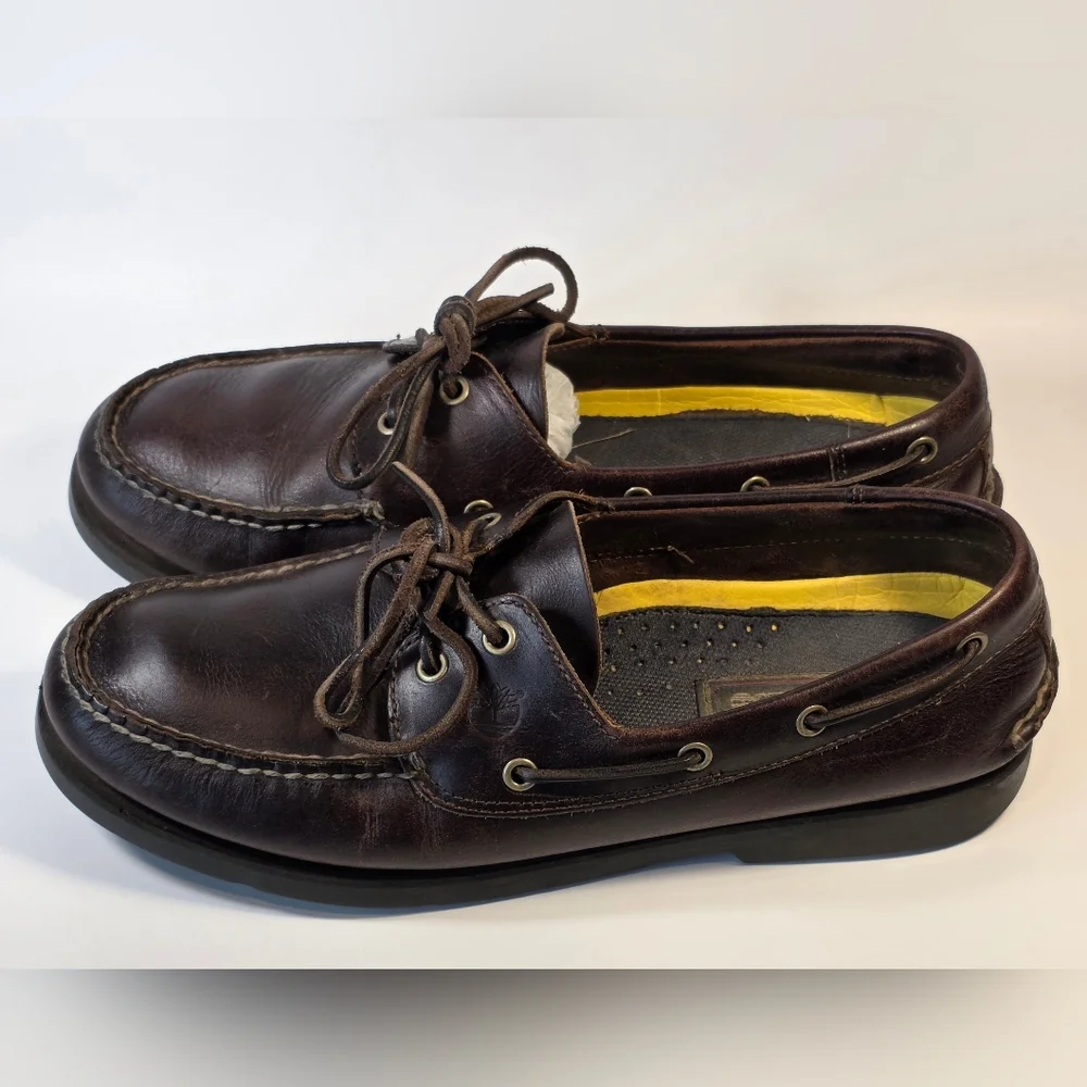 Timberland 72598 Men's Brown Moc Toe Leather Boat Slip On Shoes Size 11.5 M